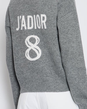 Christian Dior Grey Cashmere J'adior Sweater with Logo Detail Size FR 34 (UK 6) RRP £1,700