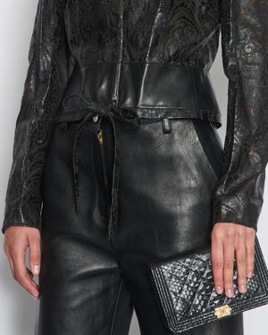 Christian Dior by John Galliano Laser Cut Leather Jacket with Tie Detail Size FR 38 (UK 10)