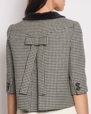 Gucci Black and White Cropped Houndstooth Jacket with Anchor Button Details Size IT 40 (UK 8)