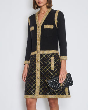 Chanel 15/A Black Long Sleeve Tweed Midi Dress Size FR 40 (UK 12)