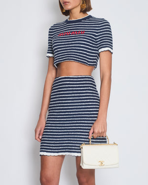 *HOT* Miu Miu Blue & White Striped Cropped Top and Skirt Set Size IT 38 (UK 6)