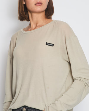 Miu Miu Grey Long Sleeve Top with Logo Detail Size S (UK 8)