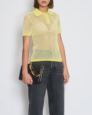 Bottega Veneta Yellow Crochet Polo T-shirt Size S (UK 8)