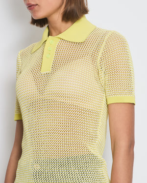 Bottega Veneta Yellow Crochet Polo T-shirt Size S (UK 8)