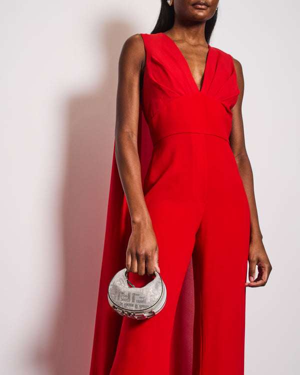 Elie Saab Red Sleeveless Jumpsuit with Back Cape Detail FR 38 (UK 10)