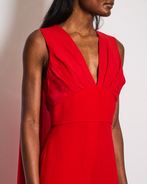 Elie Saab Red Sleeveless Jumpsuit with Back Cape Detail FR 38 (UK 10)