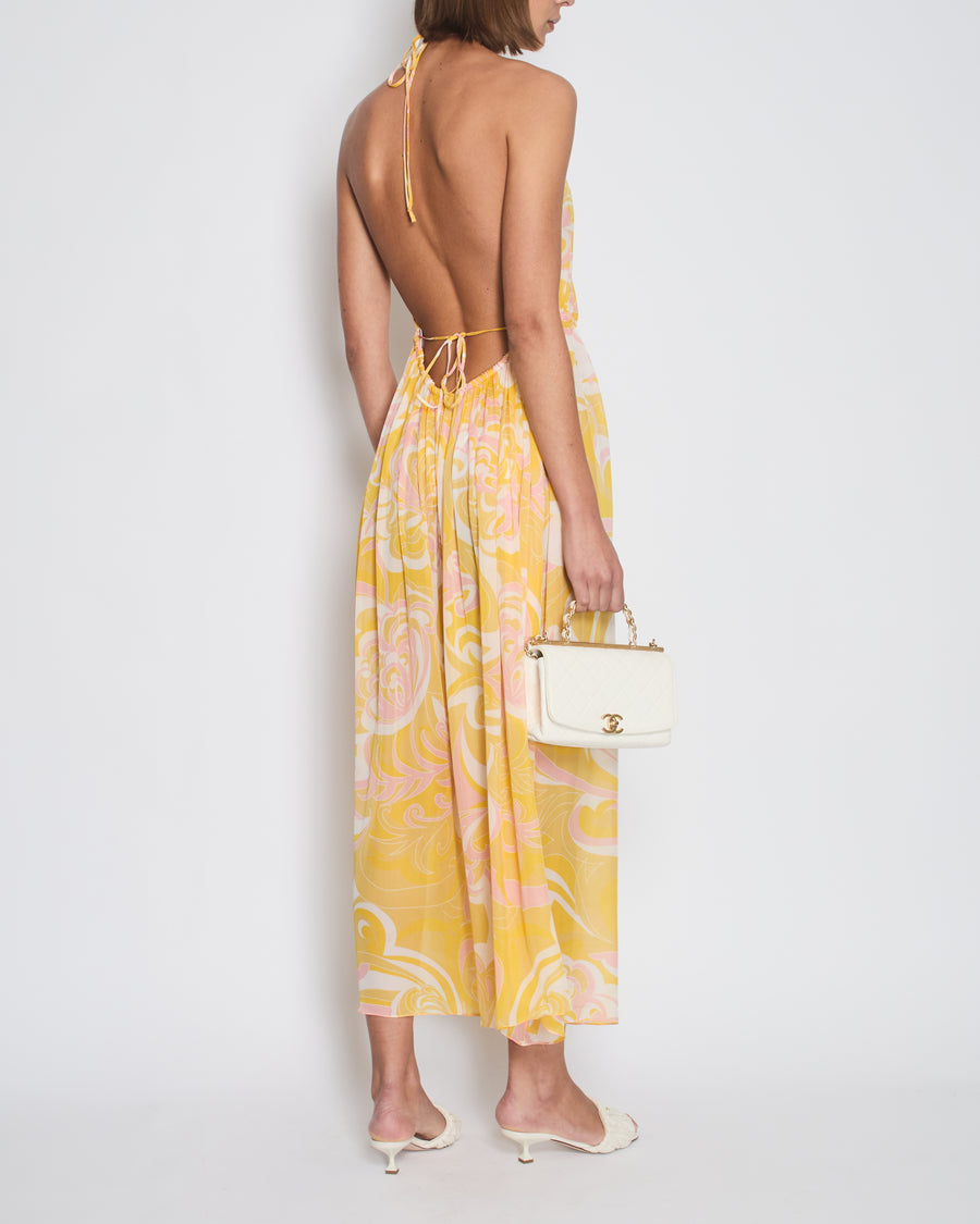 Emilio Pucci Yellow Halter Neck Beach Cover Up Size IT 40 (UK 8)