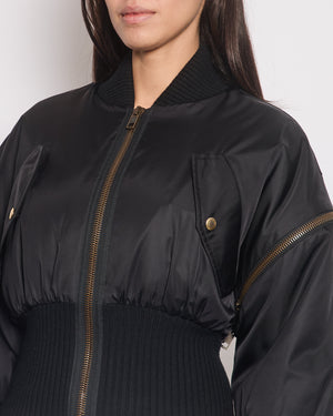 Gucci Black Cropped Bomber Jacket with Detachable Sleeve Detail Size IT 38 (UK 6)