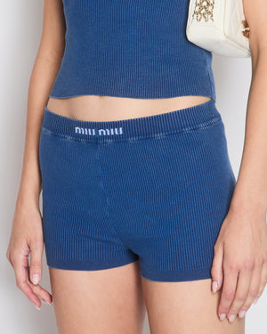 *HOT* Miu Miu Blue Top & Short Set with Logo Detail Size IT 38-40 (UK 6-8)