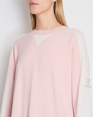 Chanel 24C Pastel Pink CC Sequin Long Sleeve Cashmere Jumper Size FR 38 (UK 10)