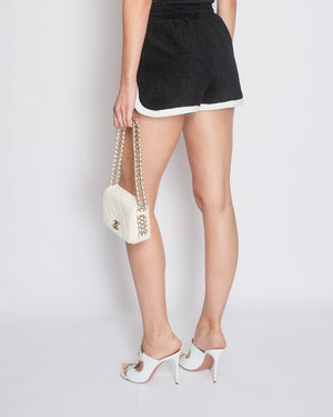 Chanel Black CC Towelling Shorts with White Trim Detail Size FR 36 (UK 8)