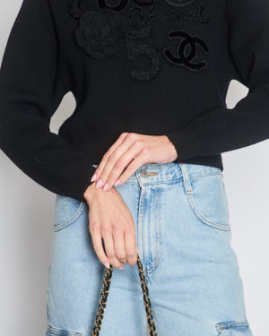 Chanel Black Long Sleeve COCO, Camellia, No5 Jumper Size FR 34 (UK 6)