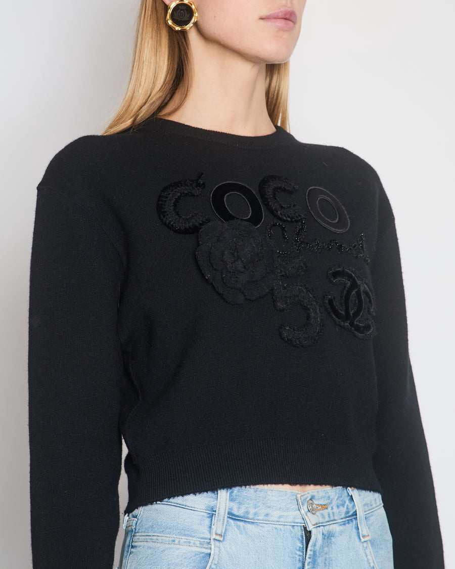 Chanel Black Long Sleeve COCO, Camellia, No5 Jumper Size FR 34 (UK 6)