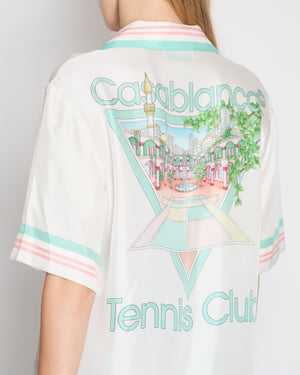 Casablanca White Short Sleeve Tennis Club Printed Shirt IT 42 (UK 10)