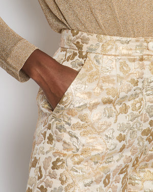 Dolce & Gabbana Gold Jacquard High-Waist Shorts Size IT 40 (UK 8)