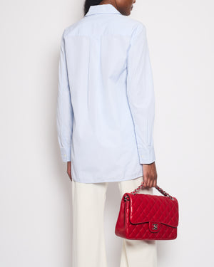 Celine Blue Long Sleeve Shirt with Rose Embroidered Detail Size FR 36 (UK 8)