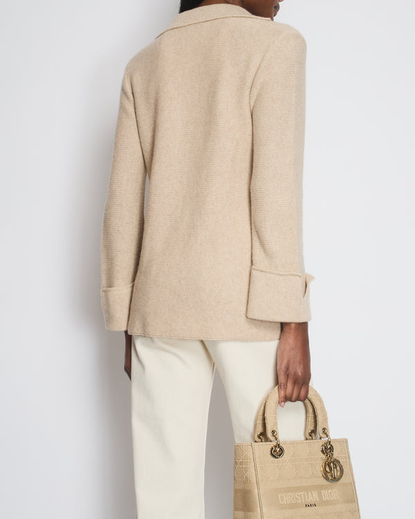 Chanel 99/A Beige Cashmere Long Sleeve Cardigan Size FR 40 (UK 12)