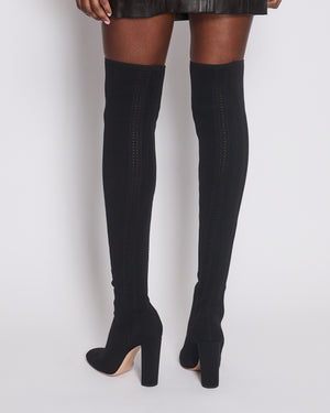 Gianvito Rossi Black Knit Knee High Boots Size EU 39.5