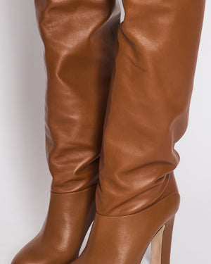 Paris Texas Light Brown Smooth Leather Over The Knee High Boots Size EU 40