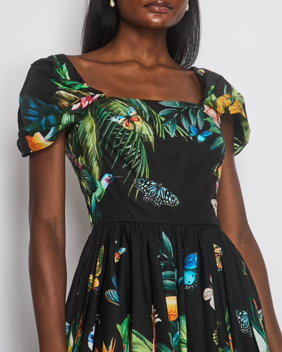 Dolce & Gabbana Black Sleeveless Mini Dress with Butterflies and Birds Print Details Size IT 42 (UK 10)