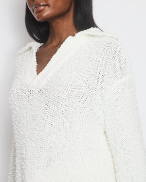 Joseph Oversized V-Neck Jumper and Mini Skirt Set In White Bouclé Knit Size XS (UK 6)