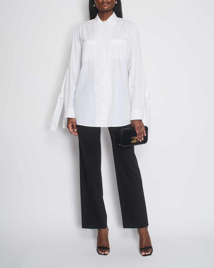 Prada White Oversized Shirt with Tie Detail Size IT 40 (UK 8)