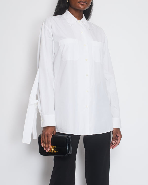 Prada White Oversized Shirt with Tie Detail Size IT 40 (UK 8)