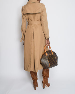 Gucci Camel Long Trench Coat With Silk Printed Interior Detail Size IT 40 (UK 8)