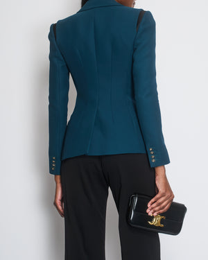 Schiaparelli Teal Single Breasted Blazer Jacket with Embellished Heart Detail Size FR 34 (UK 6)