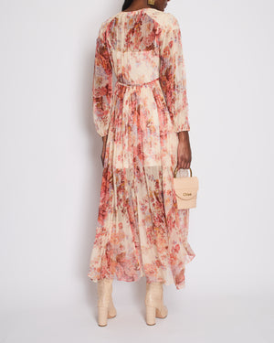 Zimmermann Orange Long Sleeve Floral Print Maxi Dress Size 1 (UK 10)