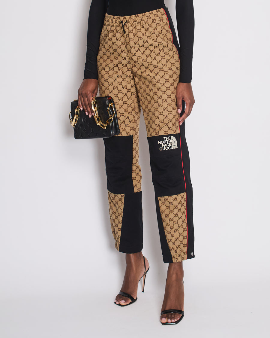 Gucci X The North Face Brown and Black Monogram Trousers with Logo IT 36 (UK 4)