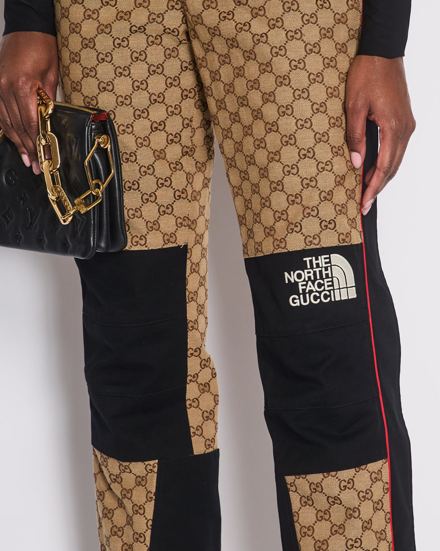 Gucci X The North Face Brown and Black Monogram Trousers with Logo IT 36 (UK 4)