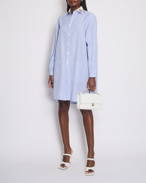 Gucci Blue Striped Shirt Dress with Embellished Detachable Collar and Pocket Detail Size IT 40 (UK 8)