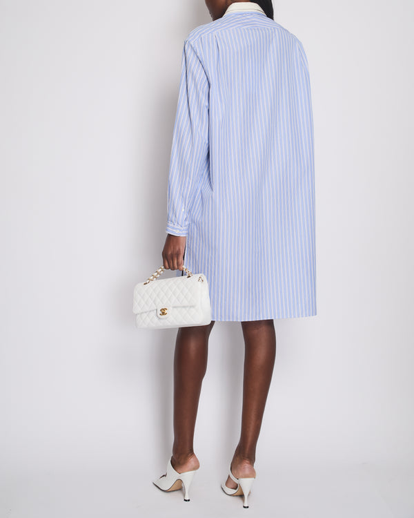 Gucci Blue Striped Shirt Dress with Embellished Detachable Collar and Pocket Detail Size IT 40 (UK 8)