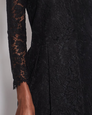 Valentino Black Long Sleeve Lace Midi Dress with Pocket Detail Size IT 40 (UK 8)