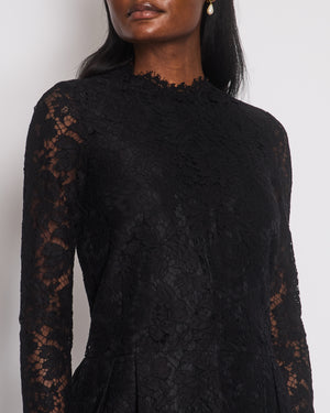 Valentino Black Long Sleeve Lace Midi Dress with Pocket Detail Size IT 40 (UK 8)