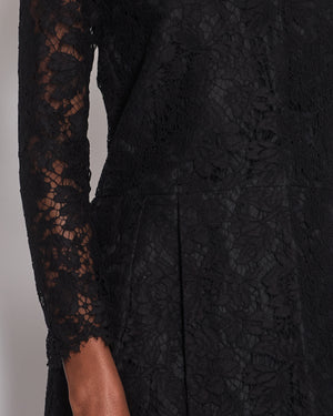 Valentino Black Long Sleeve Lace Midi Dress with Pocket Detail Size IT 40 (UK 8)