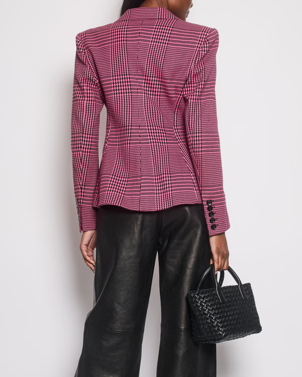 Alexandre Vauthier Pink & Black Checked Blazer Jacket FR 42 (UK 14)