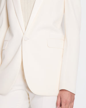 Saint Laurent Cream Suit Jacket and Trouser Set With Silk Lapel Detail Size FR 36 (UK 8)