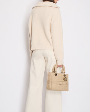 Celine Cream Cashmere Knitted Jumper with Gold Horse-bit Details Size S (UK 8)