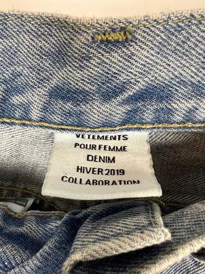 Vetements Blue Distressed High Waist Straight Leg Jeans Size XS (UK 6)