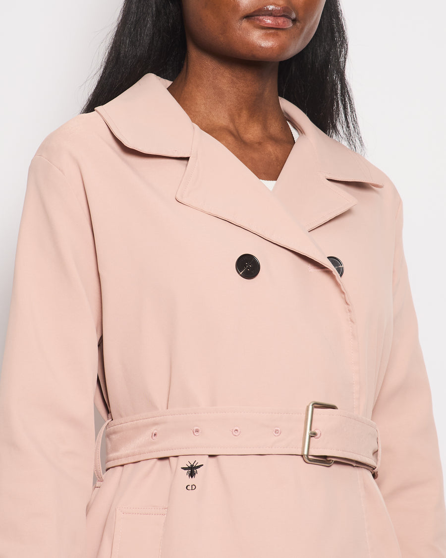 Christian Dior Light Pink Belted Trench Coat with Dior Oblique Lining Size FR 36 (UK 8)