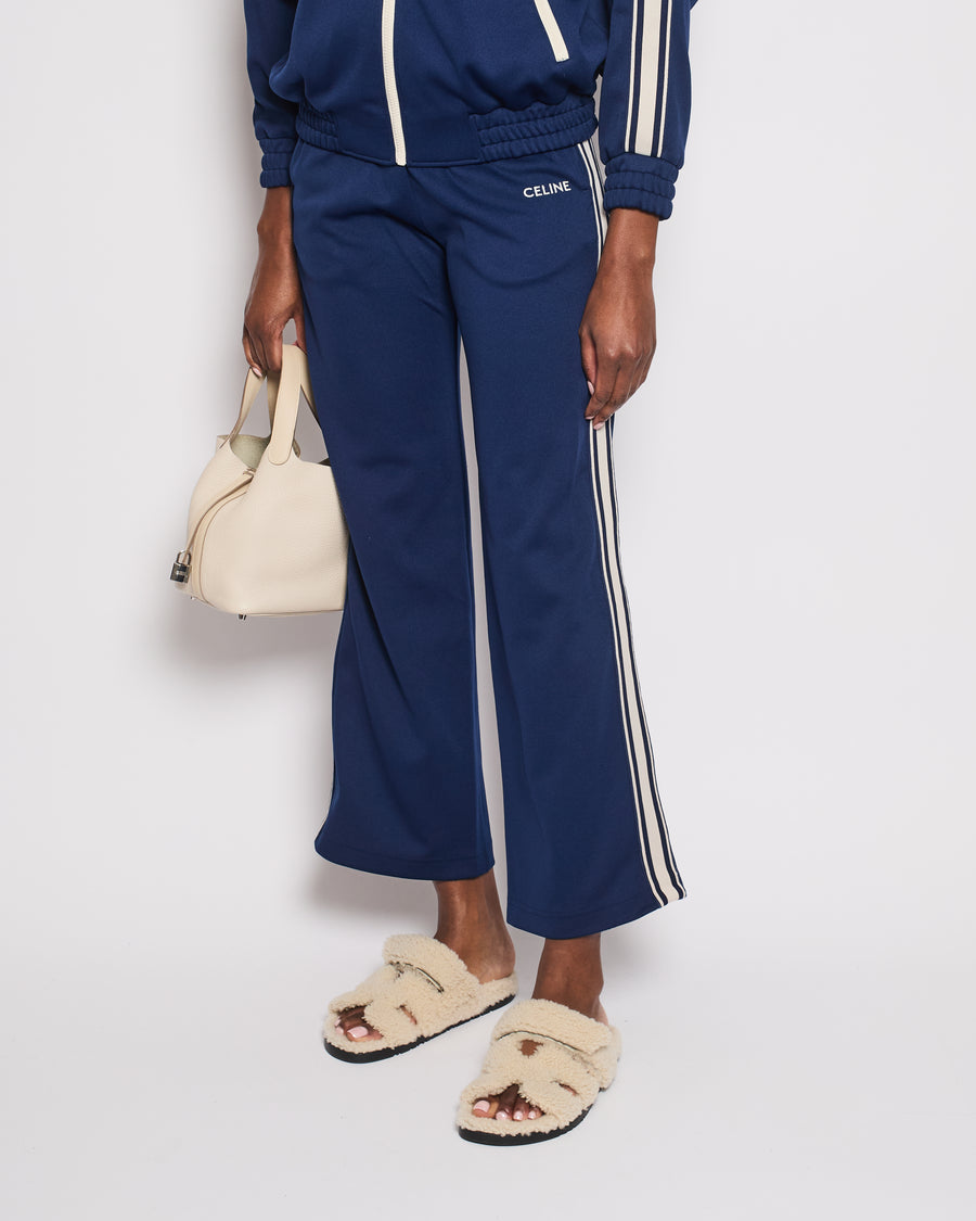 Celine Blue Two-Piece Tracksuit Set with Logo and Stripe Trim Size XS/S (UK 6/8)