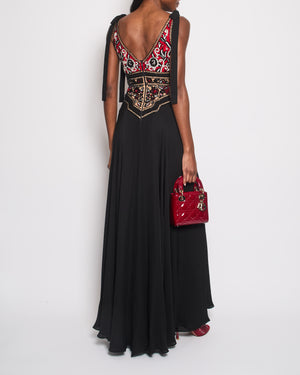 Elie Saab Black Floral Embellished Maxi Gown Size 34 (UK 6)