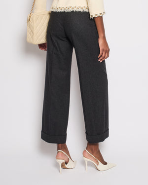 Chanel Charcoal High-Waisted Wool Trousers Size FR 34 (UK 6)