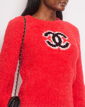 Chanel Red Fall 2019 Runway Teddy CC Jumper FR 34 (UK 6)