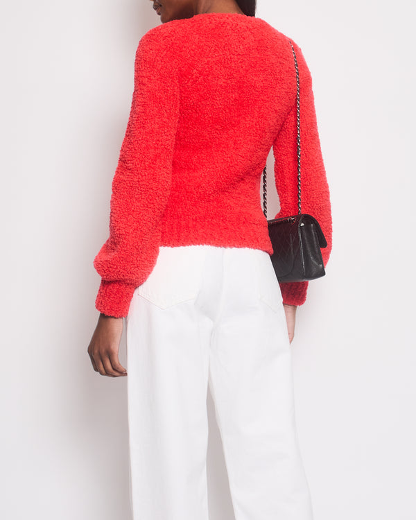 Chanel Red Fall 2019 Runway Teddy CC Jumper FR 34 (UK 6)