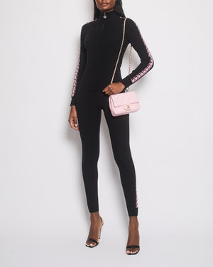 Chanel Black CC Long Sleeve Quarter Zip with Matching Leggings Set Size FR 36 (UK 8)