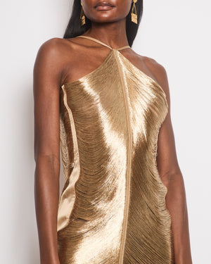 Cult Gaia Gold Fringed Mara Mini Dress Size XS (UK 6)