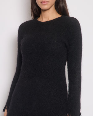 Chanel Black Round Neck Long Sleeve Mohair Midi Dress Size FR 36 (UK 8)